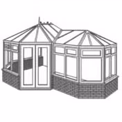P-shaped conservatory combining lean-to and Victorian sections