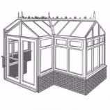 T-shaped conservatory extending across a large rear elevation