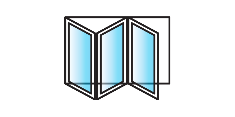 Bi-fold door configuration diagram showing Type 2 opening arrangement