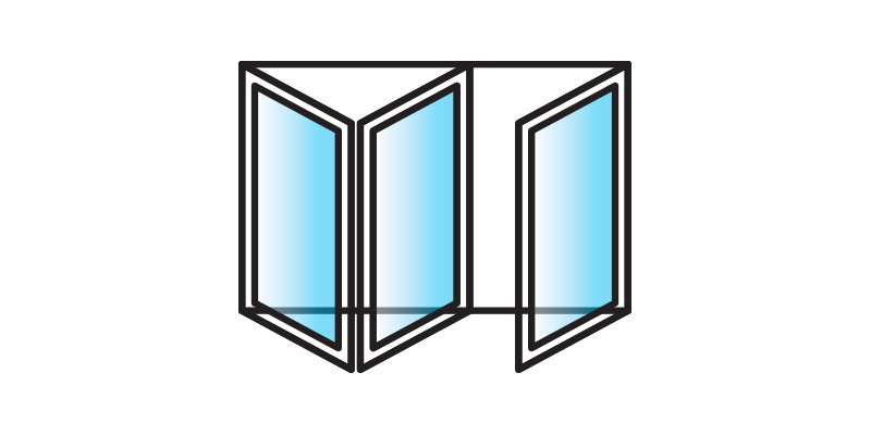 Bi-fold door configuration diagram showing Type 3 opening arrangement