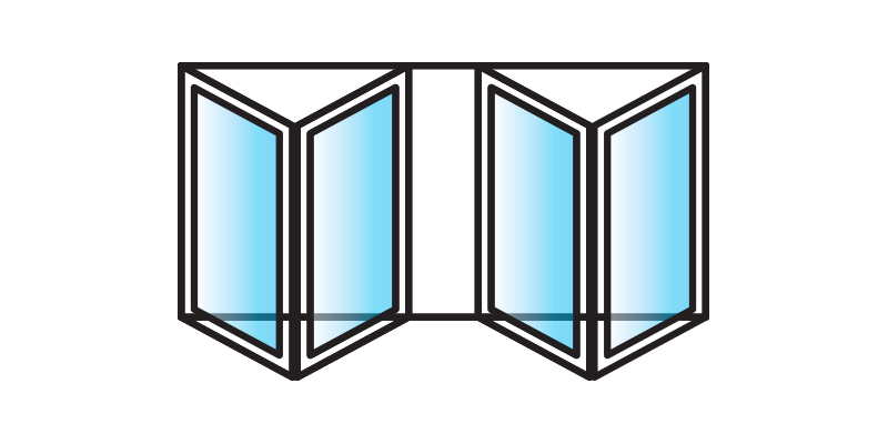 Bi-fold door configuration diagram showing Type 4 opening arrangement