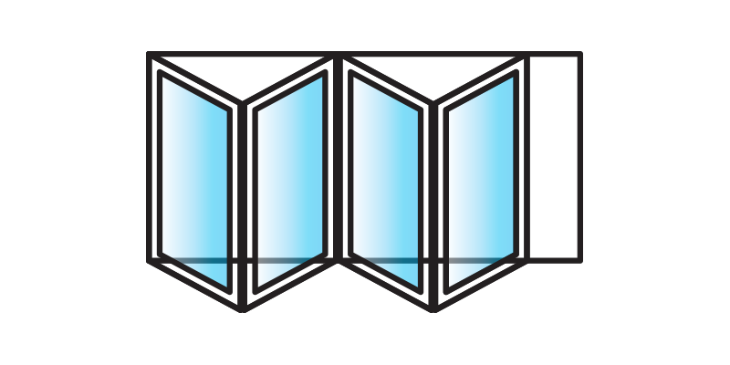 Bi-fold door configuration diagram showing Type 6 opening arrangement