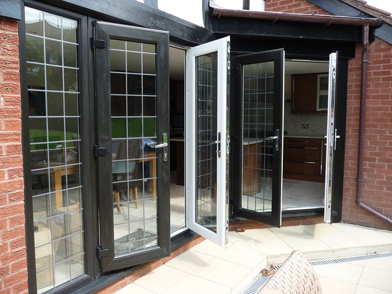 Black aluminium French door set suitable for entrance applications