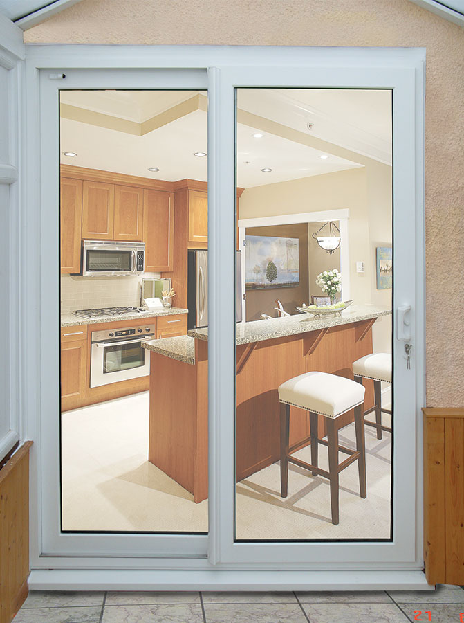 White framed door colour option in a bright interior setting