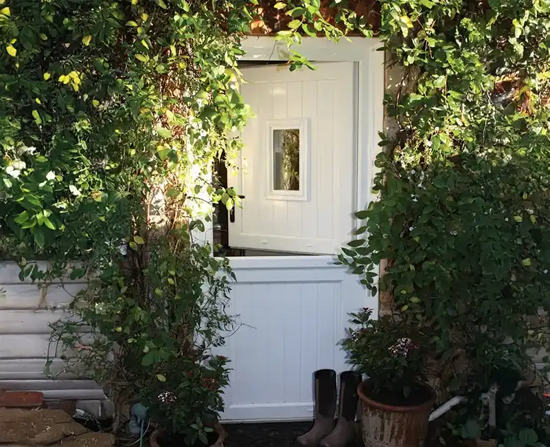 Cottage-style entrance showing traditional door proportions and detailing