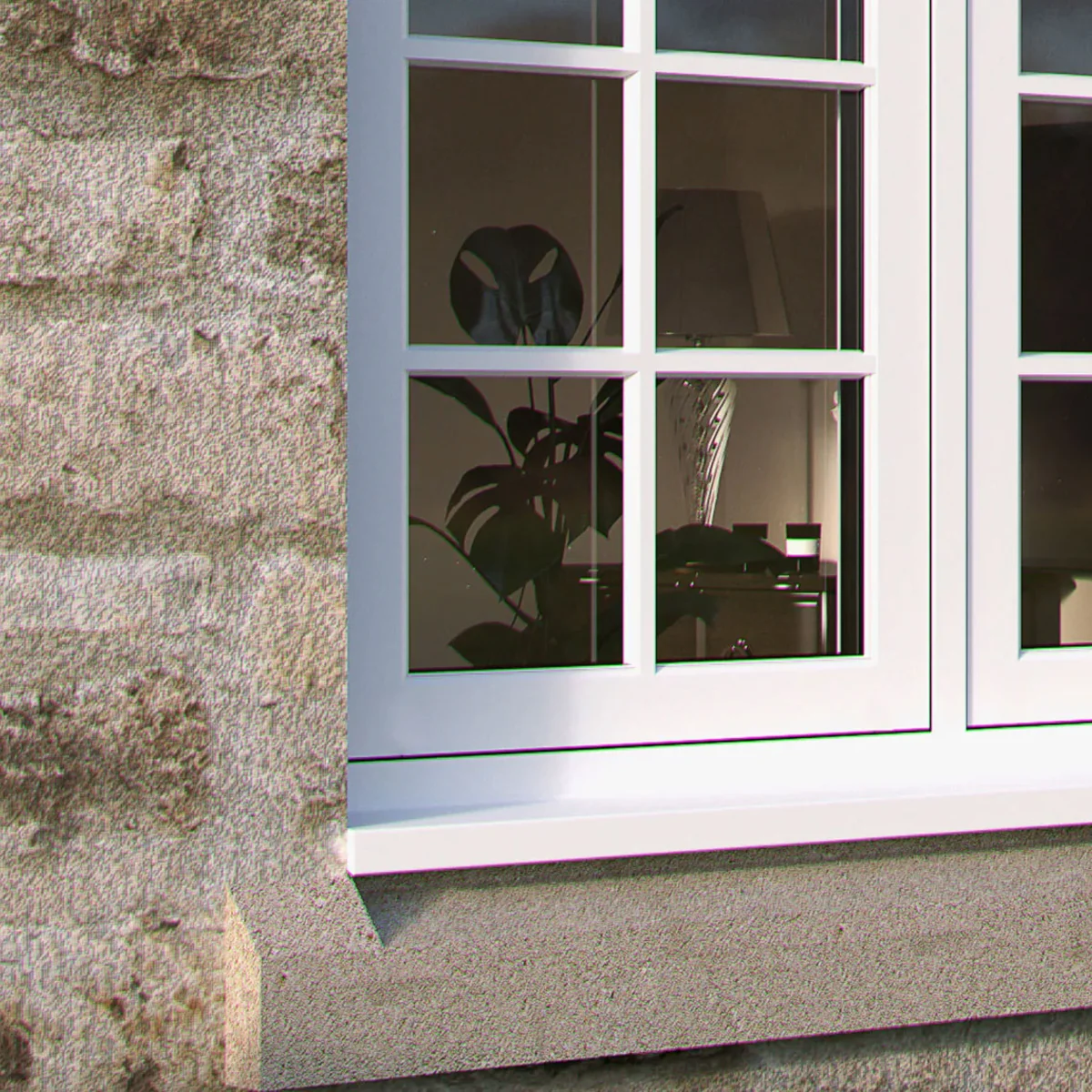 Flush-style window detail with slim timber-look sightlines