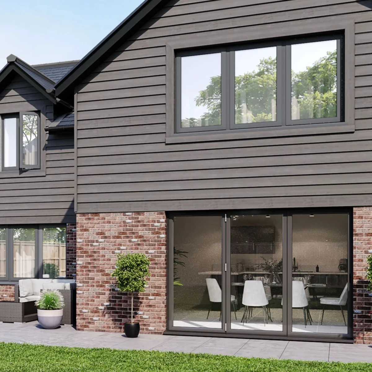 Urban-facing glazed elevation representing acoustic and weather performance planning